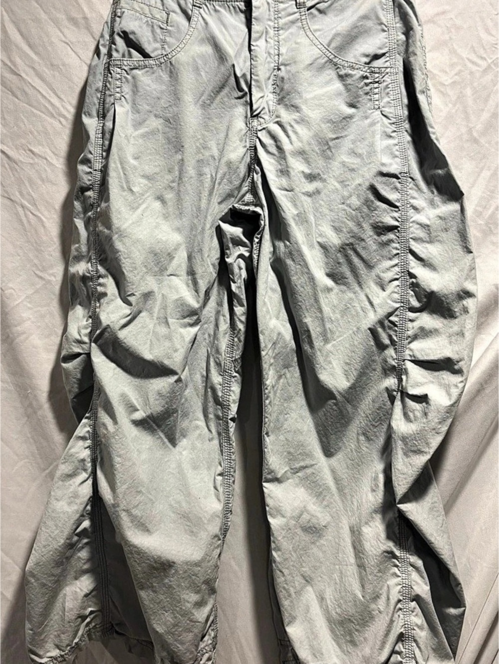 Pilcro Ruched Crop Utility Pants Gray Waist 27